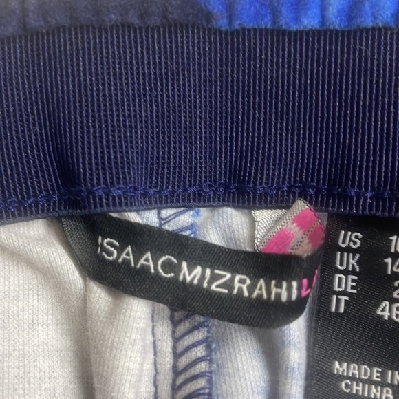 New Isaac Mizrahi Blue Floral Print Velvet Stirrup Pants Size 10P Adjustable - Picture 6 of 16